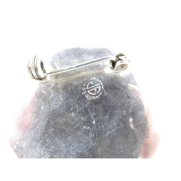 Fancy Sombrero Pin Brooch Sterling Silver & Onyx 925 Marked JE Hat Floral Design - Picture 7 of 9